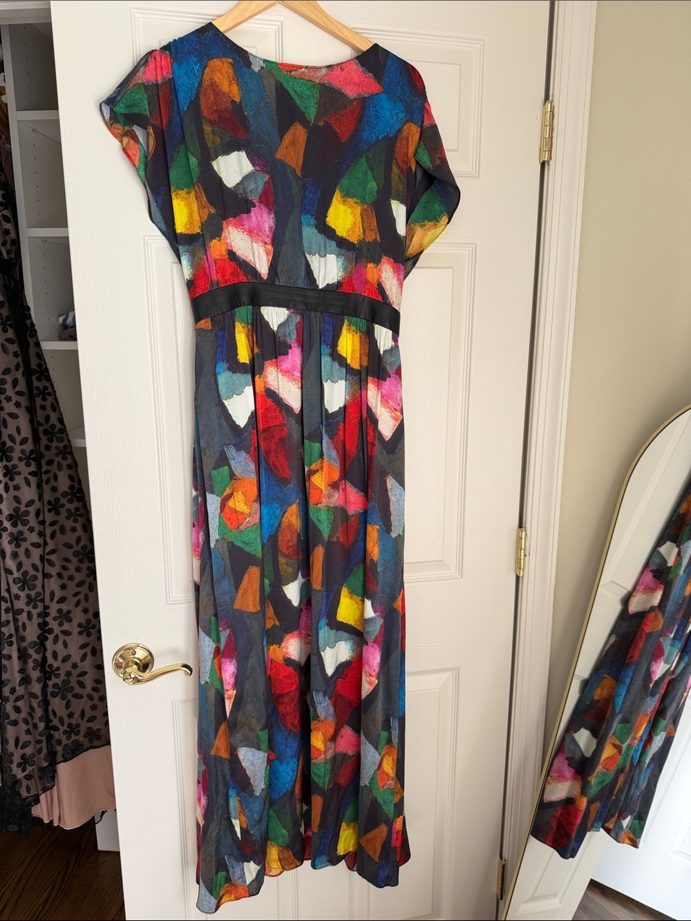 Alice + Olivia Multicolor Abstract Maxi Dress with Navy Base